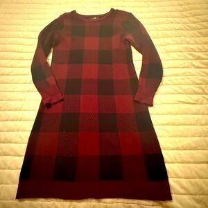 AGB Red and Black Plaid Sweater Dress
